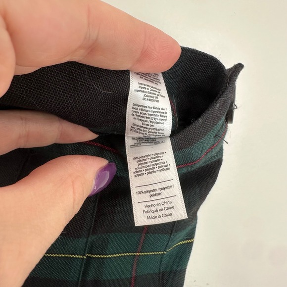 American Apparel XS Plaid Pleated Mini Skirt Green‎ Black School Girl - Picture 6 of 6